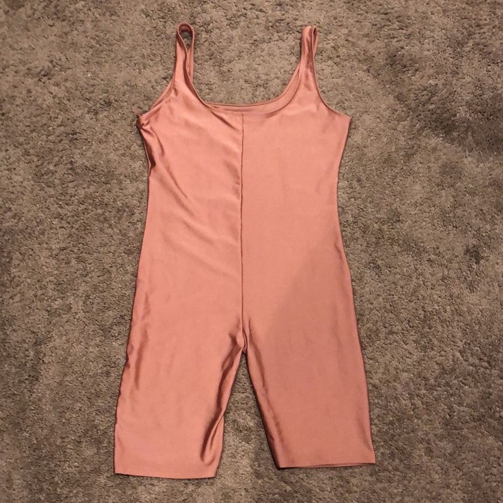 New Pink  Spandex Short Romper - Picture 2 of 4